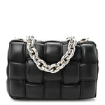 Lambskin Maxi Intreccio Padded Chain Cassette Crossbody Bag Black