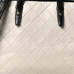 Aged Calfskin Quilted Large Gabrielle Shopping Tote White Black