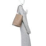 Grained Calfskin Medium N/S Park Tote Dark Taupe