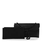 Ultra Matte Calfskin Saddle Chain Wallet Pouch Black