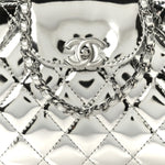 Mirror Calfskin Metallic Calfskin Quilted Nano Kelly Shopper Silvery