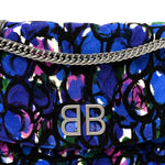 Velvet Floral Quilted M BB Round Shoulder Bag Bleu