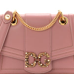 DOLCE GABBANA Smooth Calfskin Small DG Amore Envelope Bag Pink