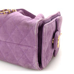 Suede Quilted Mini Chanel 25 Handbag Purple