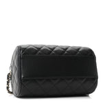 Caviar Quilted Barrel Clutch With Chain Black