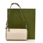Sakai Be Green Calfskin Diagonal Stitched Mini Blondie Barrel Shoulder Bag Mystic White