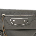 Chevre Silver Metallic Edge Hardware Envelope Clutch Gris Acier