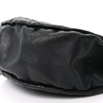 Lambskin Stitched Chocolate Bar Chain Fringe Hobo Black