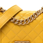 Caviar Quilted Mini Boy Flap Yellow