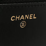 Lambskin Quilted Trendy CC Wallet On Chain WOC Black
