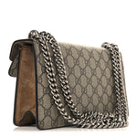 GG Supreme Monogram Suede Crystal Small Dionysus Shoulder Bag Beige Ebony Taupe