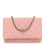 Caviar Quilted Wallet on Chain WOC Light Pink