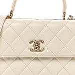 Lambskin Quilted Small Trendy CC Dual Handle Flap Bag White