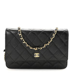 Caviar Quilted Wallet on Chain WOC Black