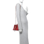 Calfskin Stitched Small Egyptian Amulet Drawstring Bag Red