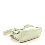 Chevre Silver Metallic Edge Hardware Mini City Vert Anis
