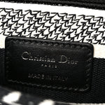 Canvas Houndstooth Embroidered Medium Lady D-Lite Black White