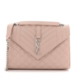 Grain De Poudre Textured Mixed Matelasse Medium Triquilt Monogram Satchel Marble Pink