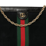 Suede Patent GG Web Medium Ophidia Chain Shoulder Bag Black