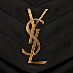 Grain de Poudre Calfskin Y Quilted Monogram Medium Loulou Chain Satchel Black