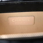 Calfskin Raffia Small Vanity Case Bag Black Beige