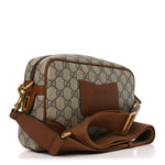 GG Supreme Monogram Textured Calfskin Emblem Small Crossbody Beige Ebony Old Sundial
