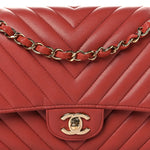 Lambskin Chevron Quilted Medium Double Flap Rosewood