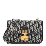 Oblique Small DiorAddict Flap Bag Navy Blue