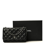 Caviar Quilted Wallet on Chain WOC Black