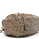 Snakeskin Embossed Calfskin Quilted Studded Beige