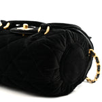 Velvet Quilted Mini Top Handle Flap Black
