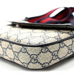 GG Supreme Monogram Textured Dollar Calfskin Web Mini Ophidia Envelope Shoulder Bag Beige Blue