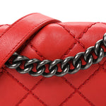 Calfskin Double Stitch Small Boy Flap Red