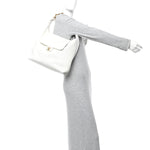 Calfskin Quilted Small Maxi Chain Hobo White