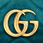 Velvet Matelasse Small GG Marmont Chain Shoulder Bag Pavone Cyan
