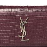 Calfskin Crocodile Embossed Monogram Kate Belt Bag Burgundy