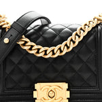 Caviar Quilted Small Boy Flap Black