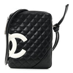 Calfskin Quilted Medium Cambon Messenger Black White