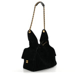 Suede Quilted Medium Chanel 25 Handbag Black