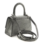 Strass Suede Hourglass Top Handle Bag XS Smoke Grey Crystal