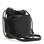 Azalea Sakai Calfskin Horsebit 1955 Drawstring Bucket Bag Black