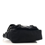 Nylon Monogram Double Buckle Flap Messenger Bag Black