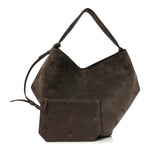 Suede Calfskin Medium Lotus Tote Cedar