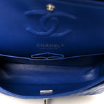 Caviar Quilted Small Double Flap Blue