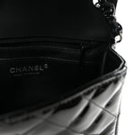 Patent Calfskin Quilted Mini Square Flap So Black