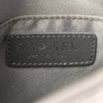 Metallic Calfskin Quilted Banane Waist Bag Fanny Pack Dark Silver