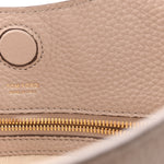 Pebbled Calfskin Small Alix Padlock Zip Hobo Bag Beige