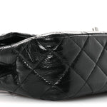 Distressed Patent Quilted Medium Double Flap Black