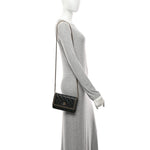 Lambskin Quilted Chain Around Wallet On Chain WOC Black