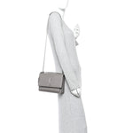 Calfskin Crocodile Embossed Medium Monogram Sunset Fog